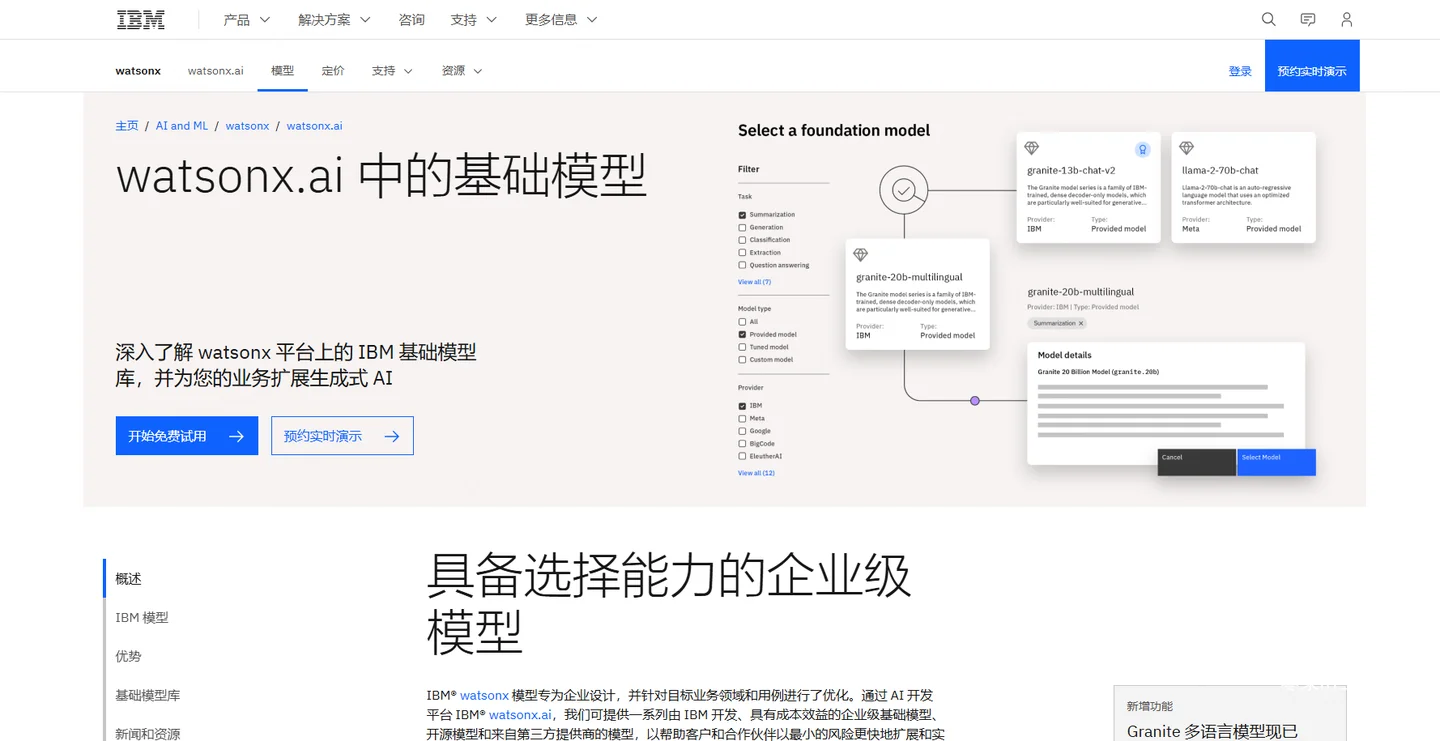 watsonx.ai 中的基础模型